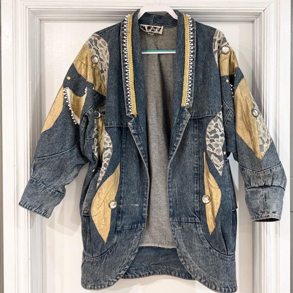 Boho glam 80s denim blazer/minidress
